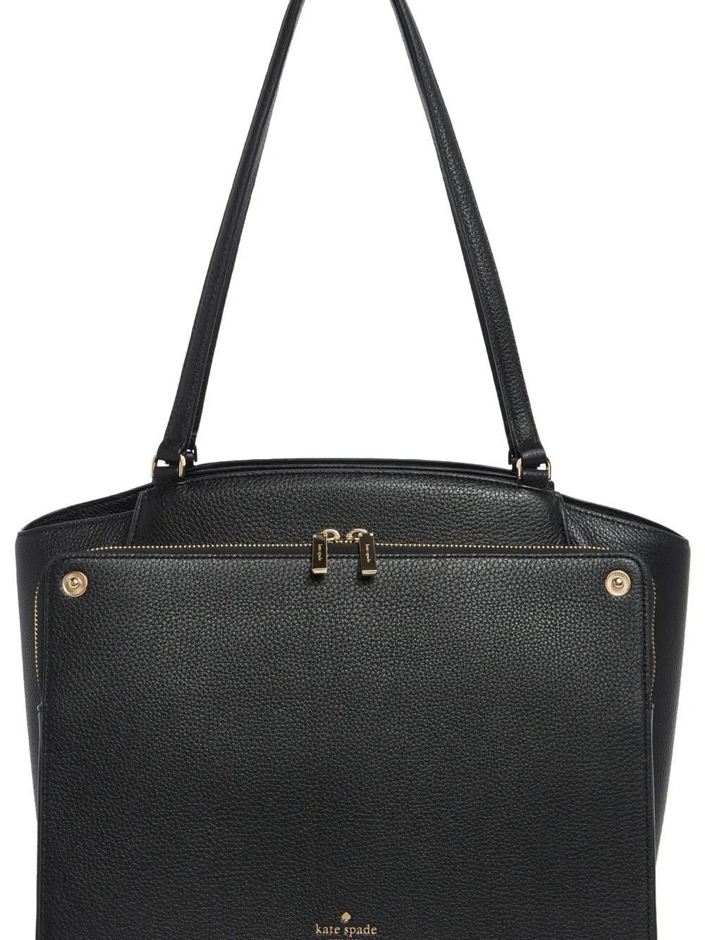 kate spade brim Black Pebbled Leather Shoulder Tote